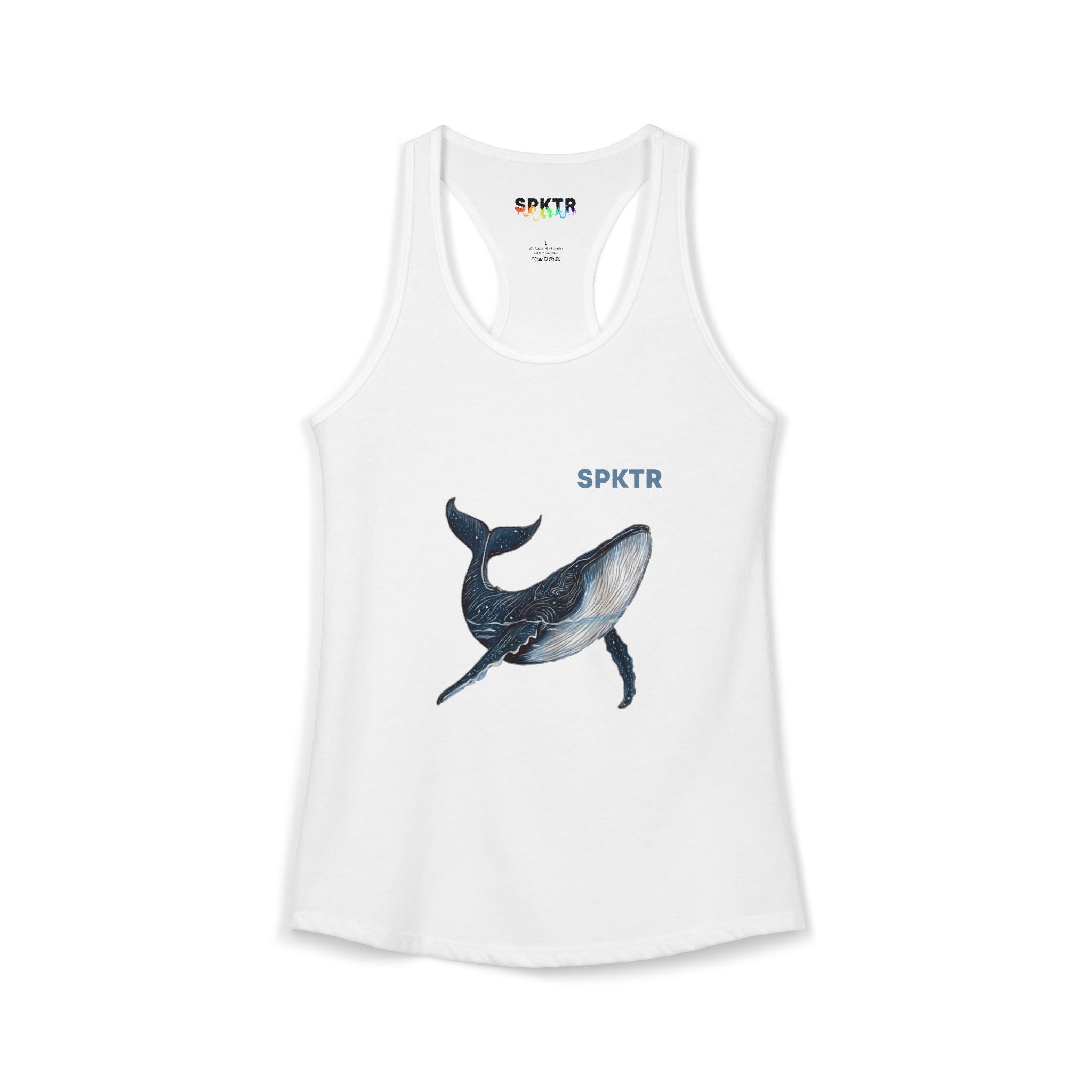 Solid Hot Pink women's tank top featuring Leo the Blue Whale hand-drawn ocean illustration by Do Carmo.