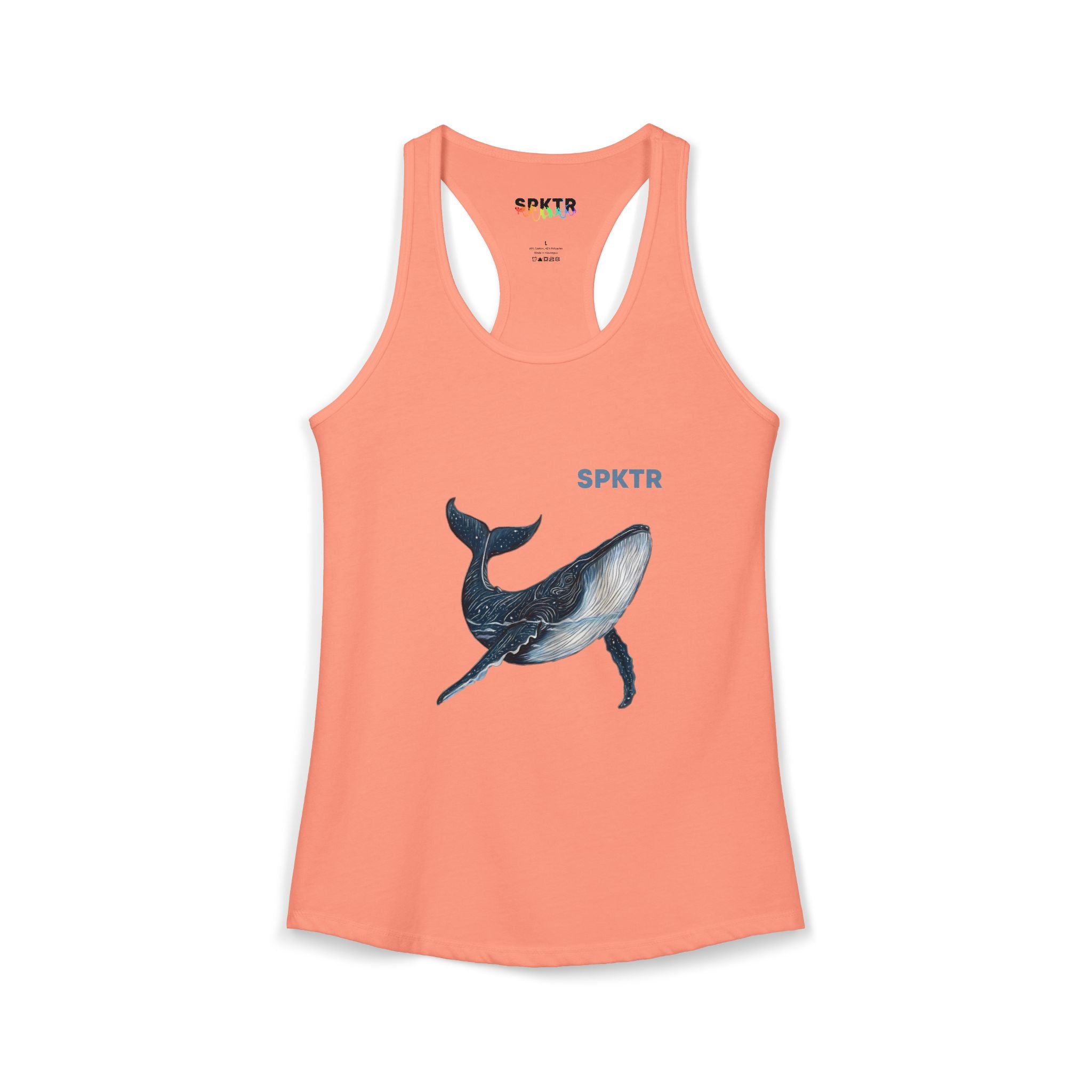 Solid Indigo women's tank top featuring Leo the Blue Whale hand-drawn ocean illustration by Do Carmo.