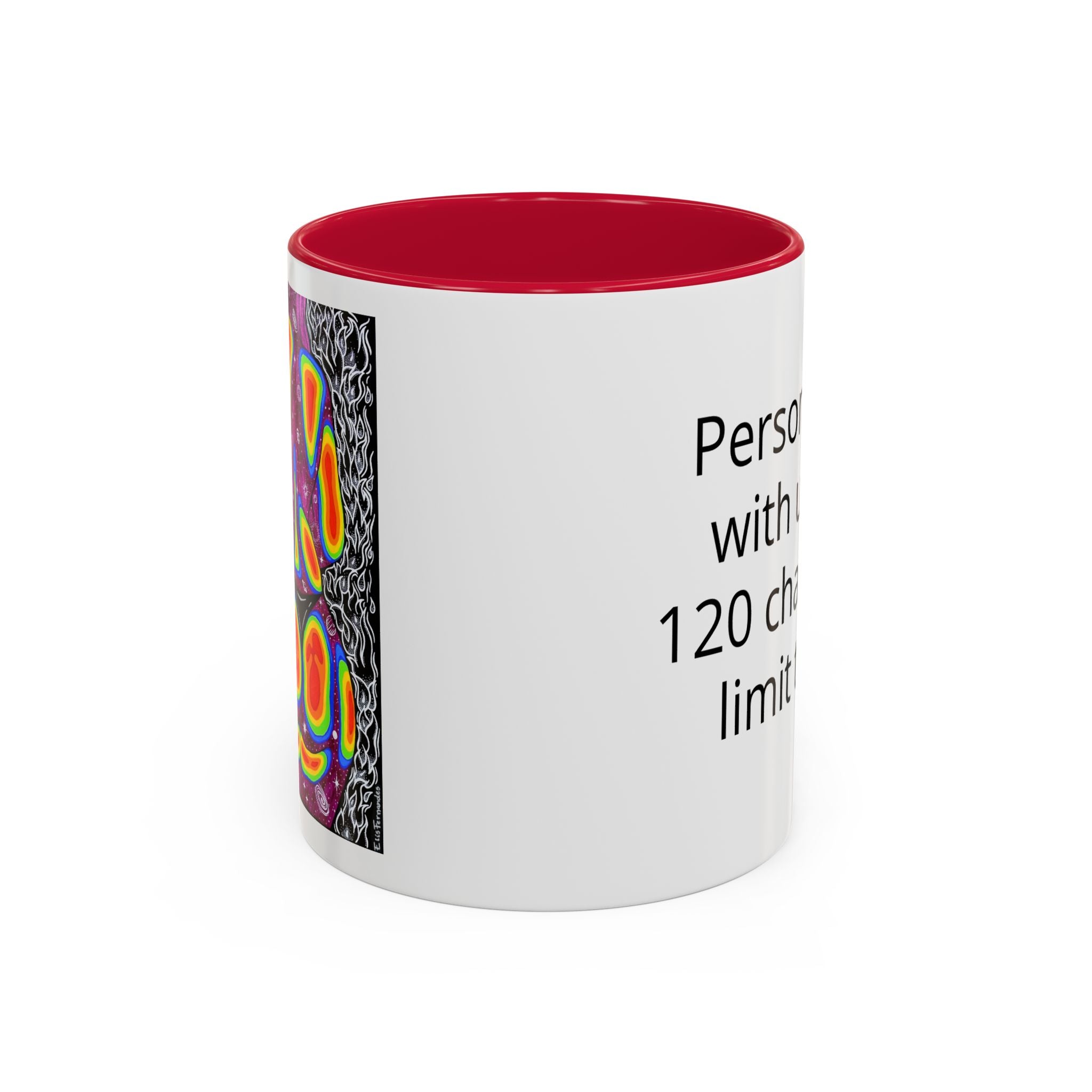 11 oz Yellow-accent personalized accent coffee mug featuring Mulher, Um Universo cosmic portrait artwork by Elis Fernandes.