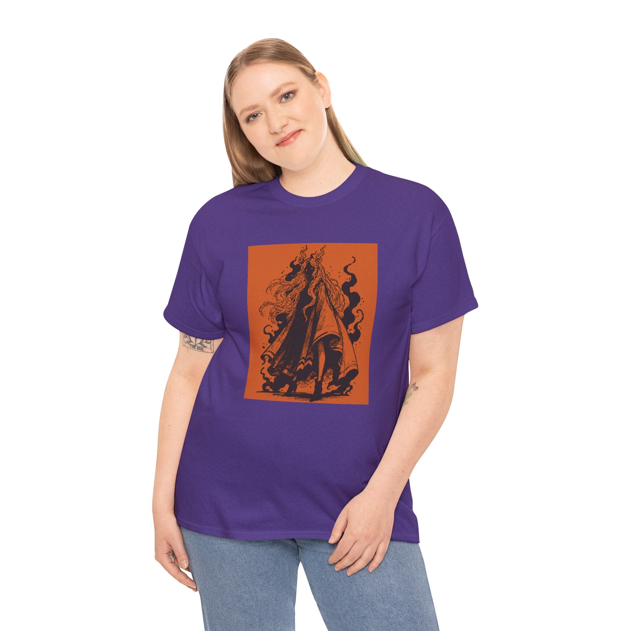 Military Green T-shirt featuring The Void black-and-orange surreal angel artwork by Anna Aguiar.