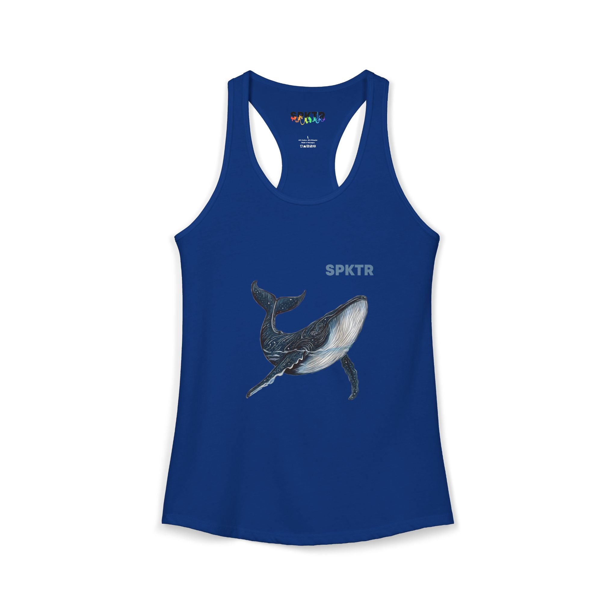 Solid Warm Gray women's tank top featuring Leo the Blue Whale hand-drawn ocean illustration by Do Carmo.
