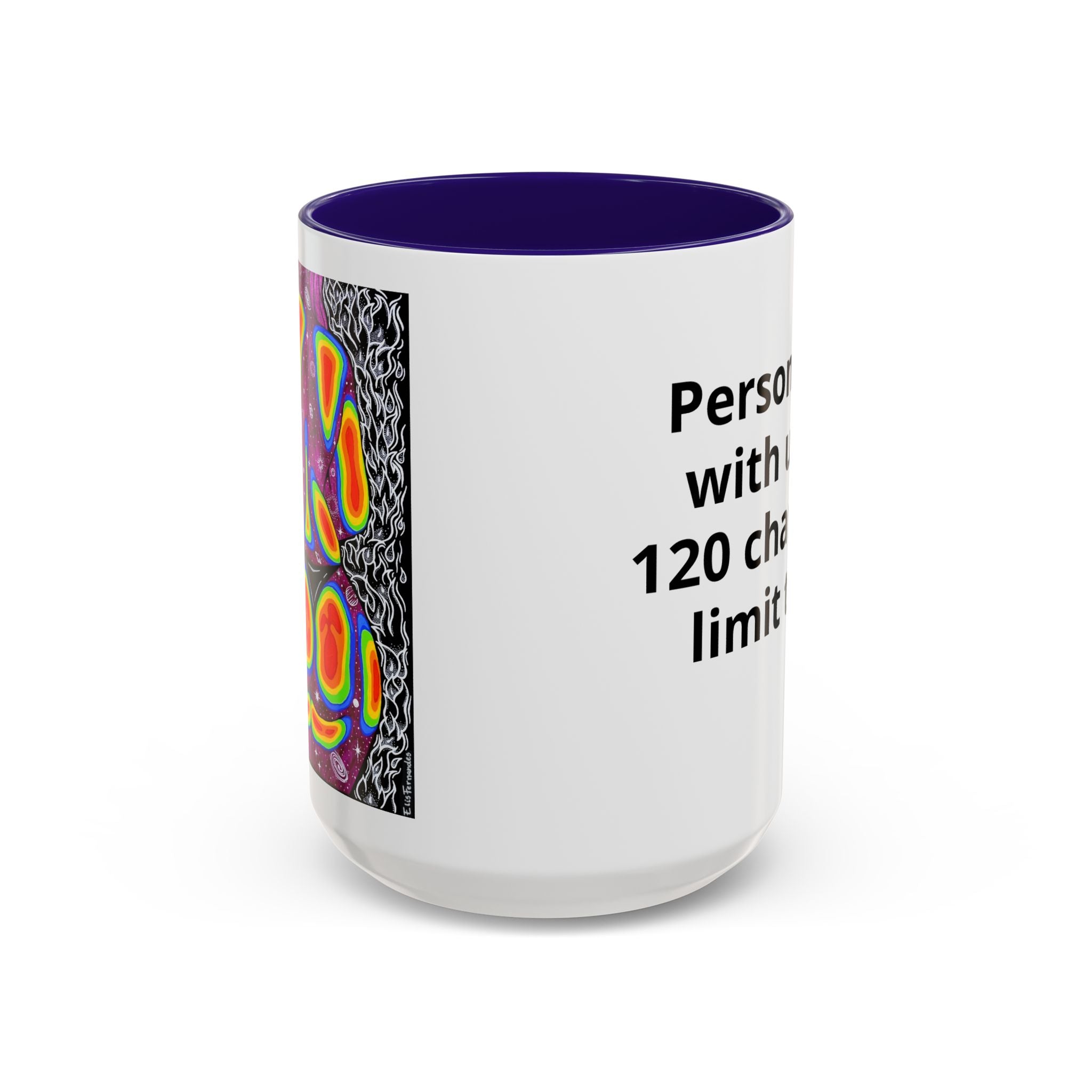 15 oz Cambridge Blue-accent personalized accent coffee mug featuring Mulher, Um Universo cosmic portrait artwork by Elis Fernandes.