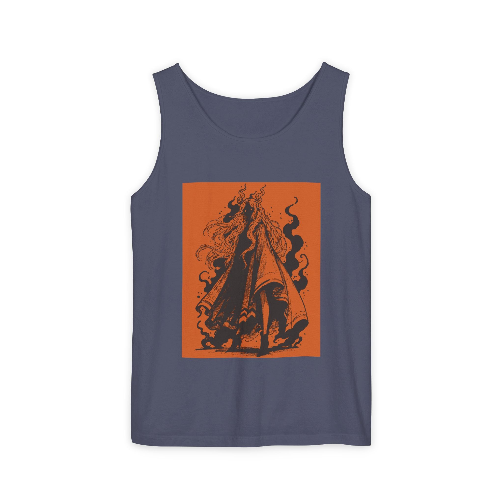 Seafoam graphic tank top featuring The Void black-and-orange surreal angel artwork by Anna Aguiar.