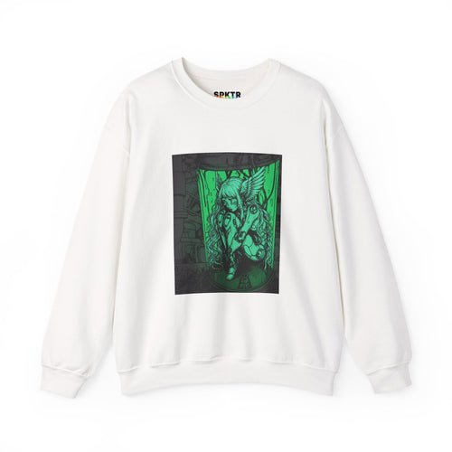 Irish Green crewneck sweatshirt featuring Angel Cyborg I green cybernetic angel artwork by Anna Aguiar.