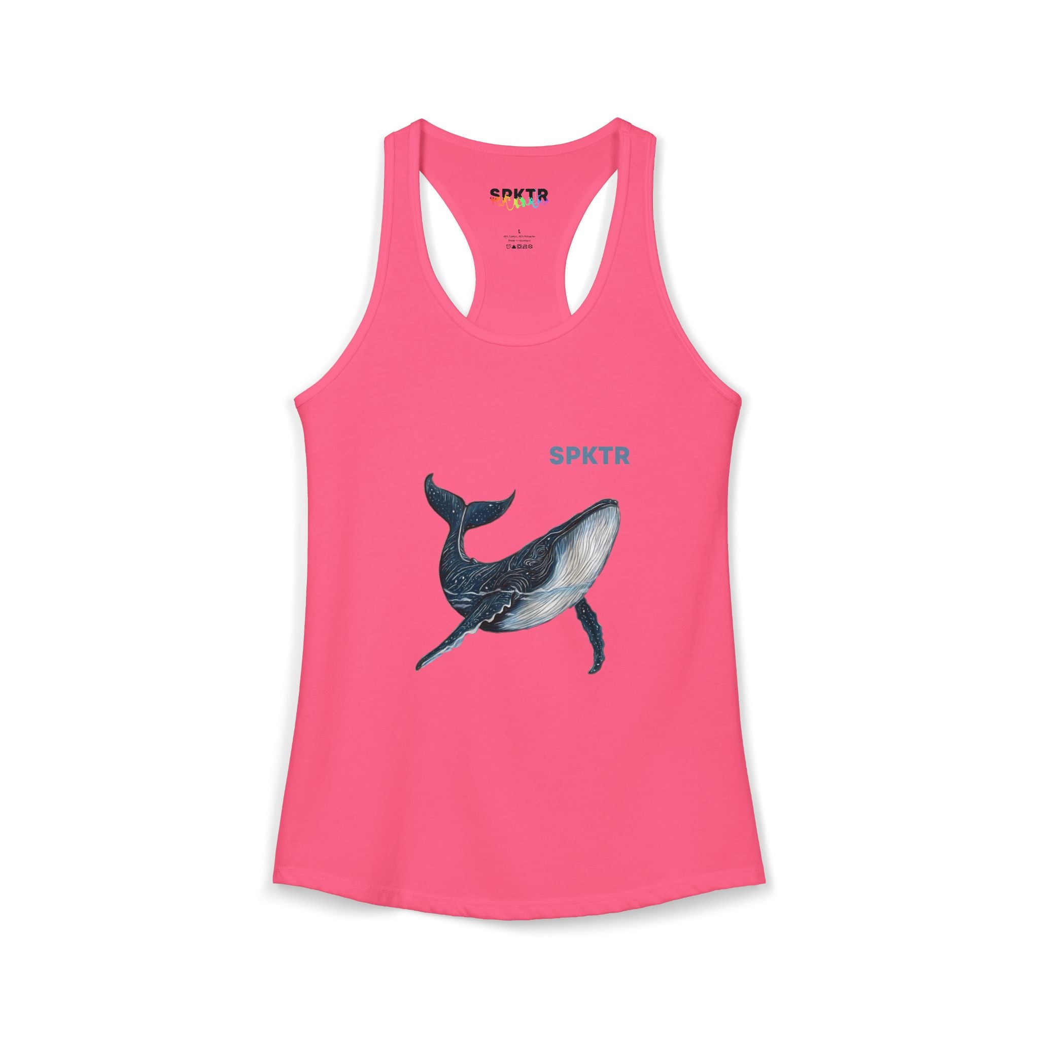 Solid Dark Gray women's tank top featuring Leo the Blue Whale hand-drawn ocean illustration by Do Carmo.