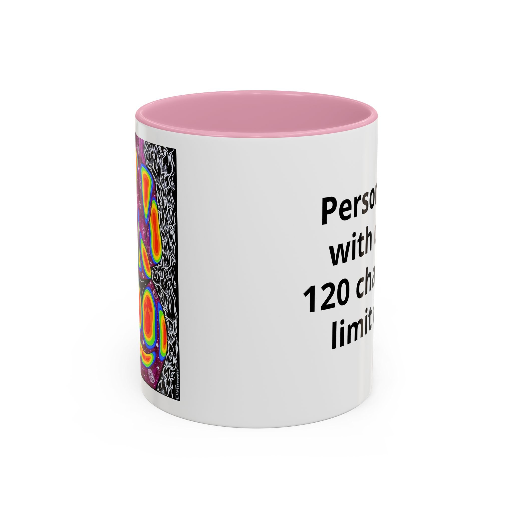 11 oz Red-accent personalized accent coffee mug featuring Mulher, Um Universo cosmic portrait artwork by Elis Fernandes.