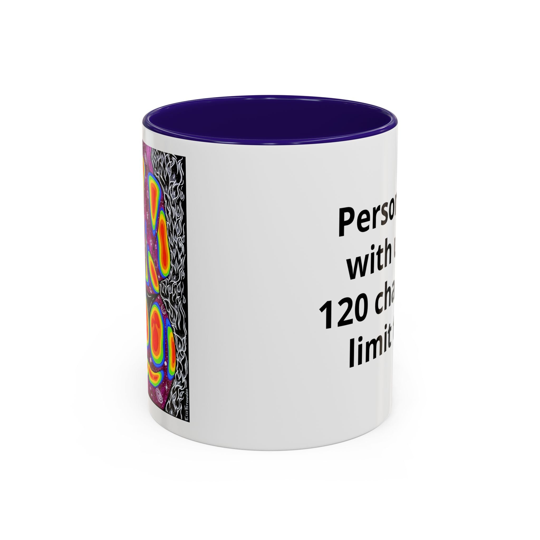 11 oz Cambridge Blue-accent personalized accent coffee mug featuring Mulher, Um Universo cosmic portrait artwork by Elis Fernandes.