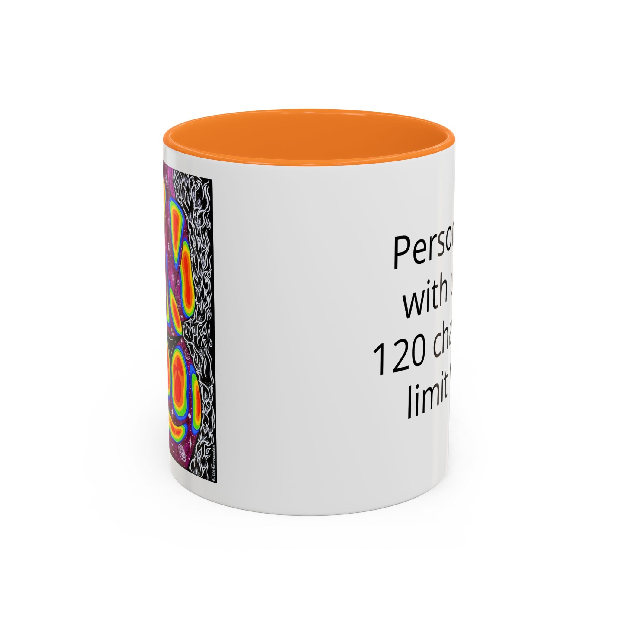 11 oz Green-accent personalized accent coffee mug featuring Mulher, Um Universo cosmic portrait artwork by Elis Fernandes.