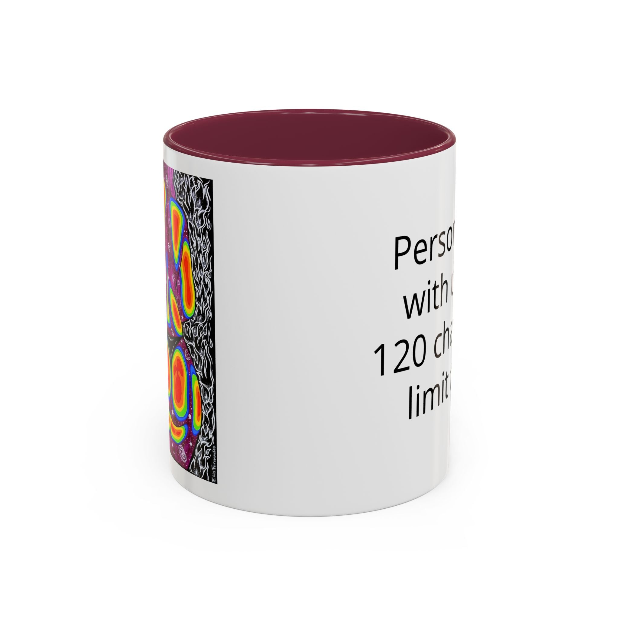 11 oz Orange-accent personalized accent coffee mug featuring Mulher, Um Universo cosmic portrait artwork by Elis Fernandes.