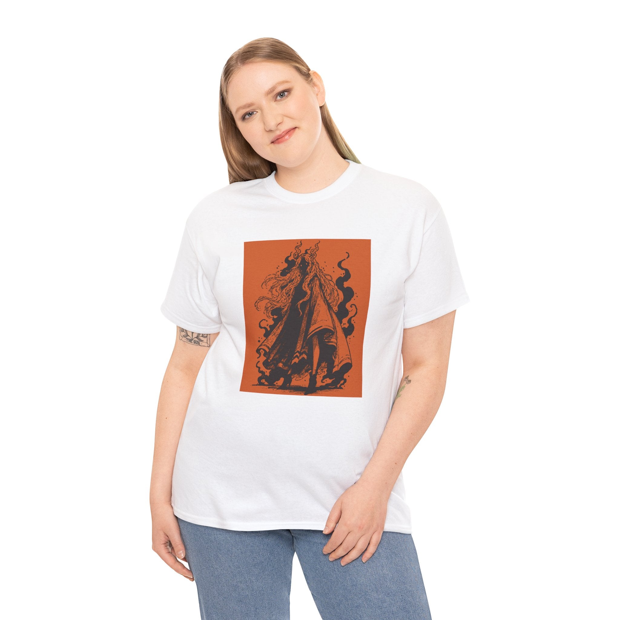 Berry T-shirt featuring The Void black-and-orange surreal angel artwork by Anna Aguiar.
